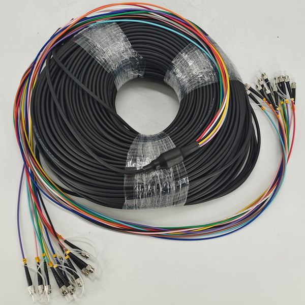 Field Broadcast Armored Fiber Optic OM3 Cable Assembles with Sleeve, Connectors with Individual Colored PVC Tubes