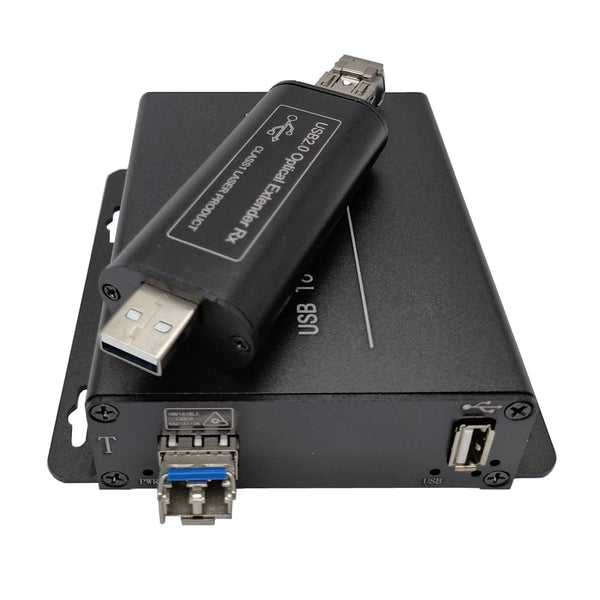 USB 2.0/1.1 over Fiber Extender to Max 5 Km SMF Fiber or 250 Meters MMF Fiber, Compatible with USB 1.1,  Rx is small as USB Dongle