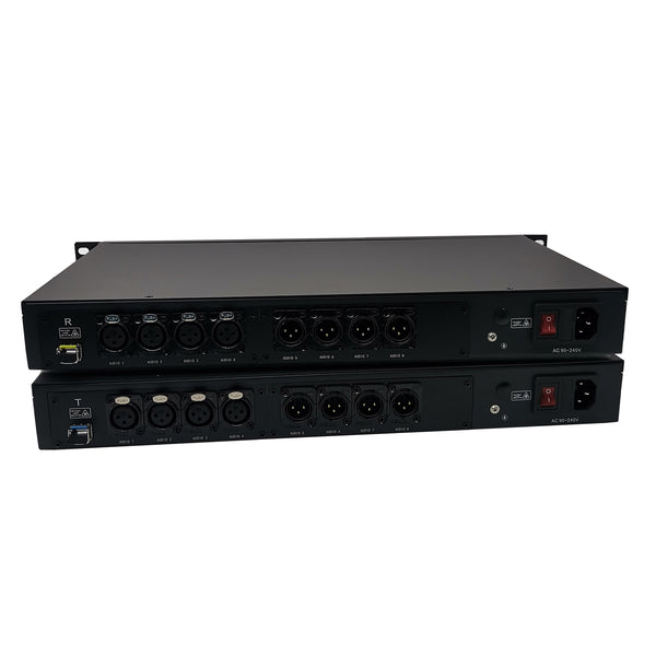 4 Ch Bi-Directional (2 Way) Line-Level XLR Balanced Audio Over Optic Fiber Extender, XLR Audio to Fiber, Providing 16-bit or 24 bit Audio Quality