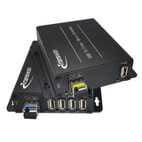 4-Port USB 2.0/1.1-Hub über Glasfaser-Extender bis max. 5 Kilometer Singlemode-Glasfaser oder 500 Meter Multimode-Glasfaser, mit SFP-Modul