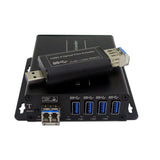 4 ポート USB 3.0/2.0/1.1、シングルモード光ファイバーエクステンダー経由 250 メートル、下位互換性のある USB 2.0/1.1