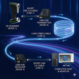4 ポート USB 3.2 オーバー シングルモード光ファイバー エクステンダー (最長 250 メートル)、USB 3.2 Gen 1x1/USB 3.1 Gen 1/USB 3.0/USB 2.0/USB 1.1 と互換性あり、3D Sanner などをサポート