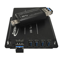 4 Ports USB 3.0/2.0/1.1 Over Single-mode Fiber Optic Extender to 250 Meters, Backward Compatible USB 2.0/1.1