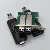 PCI-E slot to 2 Ch x USB 3.0/2.0/1.1 Fiber Optic Extender(Mini Size) over Max 820FT Single-mode Fiber, 5 Gbps Supported & Backwards Compatible