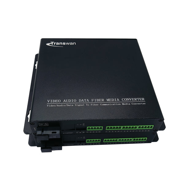 8 Ch/4 Ch 1 Way Line-Level Balanced Audio Over Fiber Optic Extender to 20 Km SMF or 500 Meters MMF with Standard Terminal Leads
