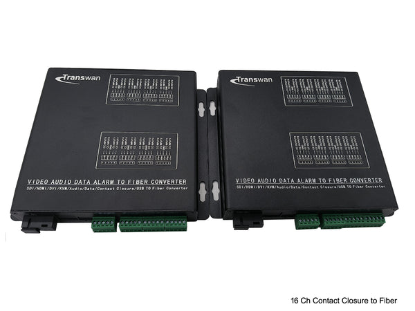 16/8 Ch Contact Closure over Fiber Extender over 2 Km Multi-mode Fiber or 20 Km Single-mode Fiber