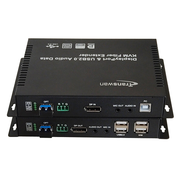 4KP30 DisplayPort Over Fiber Optic Extender with 10Gbps SFP, 4K DP to Fiber Converter, Support Displayport V1.2