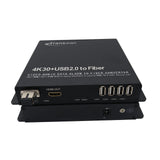 4K HDMI Over 1 Fiber Extender with 4 Ports USB 2.0 Hub & 4K HDMI  (4K @30Hz) to 5 Km SMF, Extending Touch Screen to Control PC