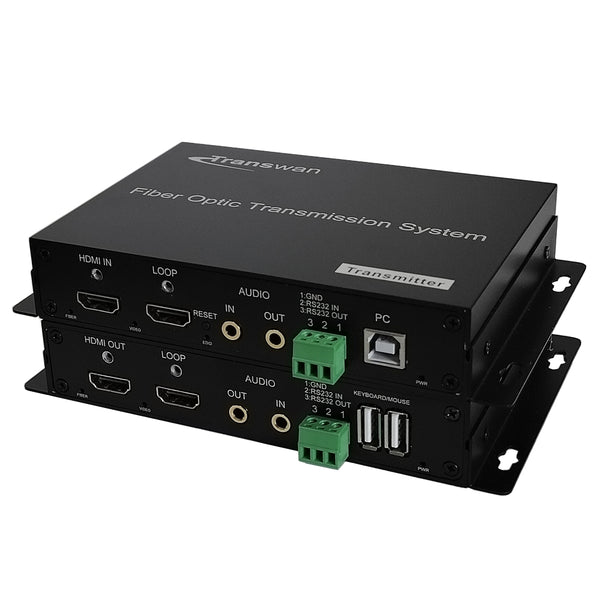 4K HDMI 2.0 Multifunktions-Glasfaserkonverter (4K HDMI P60-Video mit Loop-Out + 3,5 Audio + RS232-Daten und USB-Anschluss)