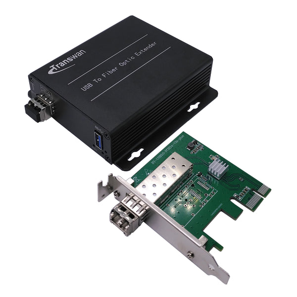 PCI-E-Karte zu 4 Ports USB 3.0-Hub über Singlemode-Glasfaser-Extender 250 Meter, abwärtskompatibel mit USB 2.0/1.1