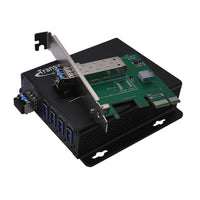 PCI-E-Karte zu 4-Port-USB-3.0-Hub über Glasfaser-Extender bis max. 250 Meter (820 Fuß) über Singlemode-Glasfaser, mit 10 Gbit/s SFP