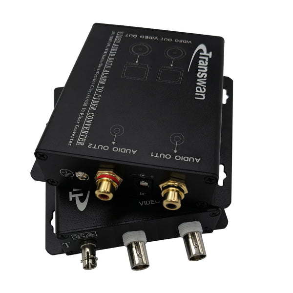 2 Ch RCA Audio & 2 Ch (NTSC/PAL/SECAM) Video Over Fiber Extender to 20 Km SM Fiber or 2 Km MM Fiber, RCA Audio & Video to Fiber Optic Converter