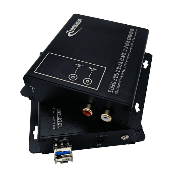 2-Kanal-RCA-Audio-Glasfaser-Extender bis 20 km über SM-Glasfaser / 2 km MMF, RCA-zu-Glasfaser-Konverter, unterstützt 24- und 16-Bit-Digitalcodierung