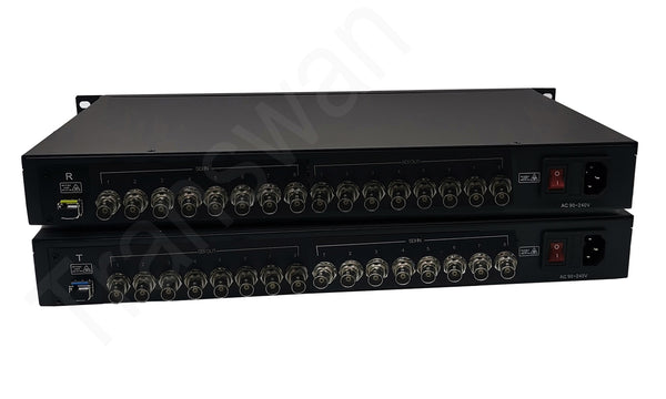 8 Ch 2 Way (Bidi) x 3G/HD/SD-SDI to Fiber Converter over 10Km SMF with SMPTE 3K93K Connector