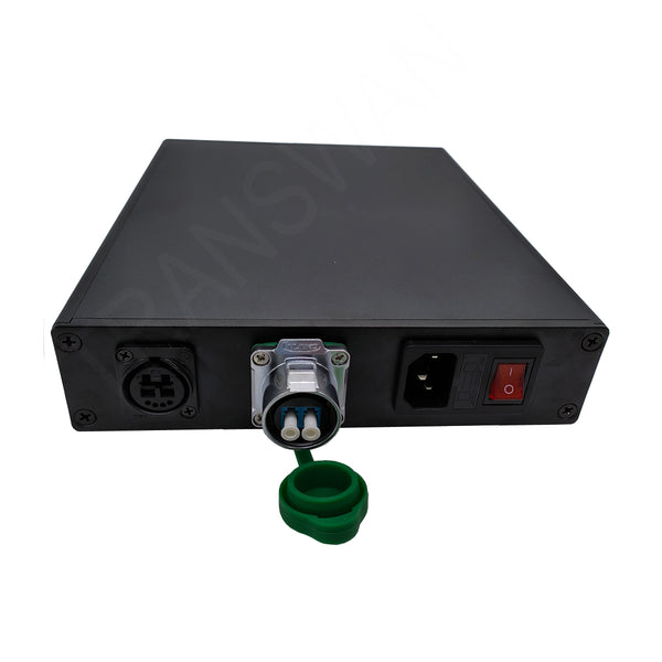 SMPTE ハイブリッドエリミネーションデバイスアダプター (LC ファイバーコネクター + AC 電源) をノイトリックハイブリッドケーブルに変換