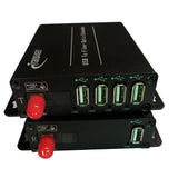 4 ポート USB 2.0/1.1 ハブ、ファイバー エクステンダー経由で最大 5 キロメートルのシングルモード ファイバーまたは 250 メートルのマルチモード ファイバー、SFP モジュール付き