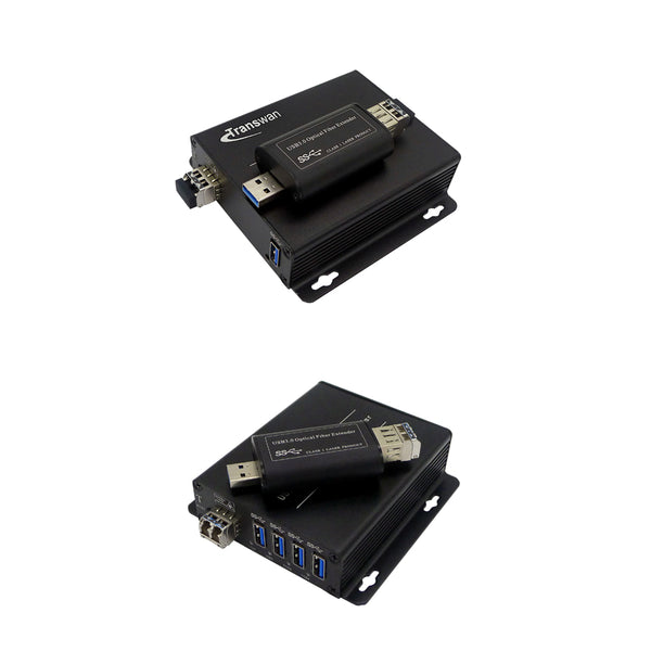 USB 3.0/2.0/1.1 光ファイバーエクステンダー、最長 100 メートル (330 フィート) OM3+ マルチモード光ファイバーケーブル、USB 2.0/1.1 との下位互換性