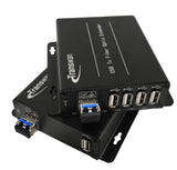 4-Port USB 2.0/1.1-Hub über Glasfaser-Extender bis max. 5 Kilometer Singlemode-Glasfaser oder 500 Meter Multimode-Glasfaser, mit SFP-Modul