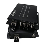 4-Port USB 2.0/1.1-Hub über Glasfaser-Extender bis max. 5 Kilometer Singlemode-Glasfaser oder 500 Meter Multimode-Glasfaser, mit SFP-Modul