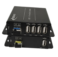 4 Ports USB 2.0/1.1 hub Over Fiber Extender to Max 5 Kilometers Singlemode Fiber or 250 Meters Multimode Fiber, w/SFP Module