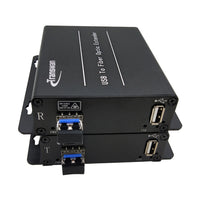 USB 2.0 über Glasfaser Extender bis max. 5 Kilometer Singlemode-Glasfaser oder 500 Meter Multimode-Glasfaser, kompatibel mit USB 1.1, mit SFP-Modul
