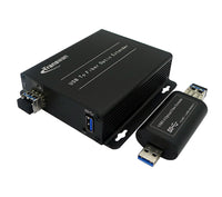 シングルモードファイバーエクステンダー経由の USB 3.0/2.0/1.1、SFP モジュール付き最大 250 メートル、下位互換性のある USB 2.0/1.1