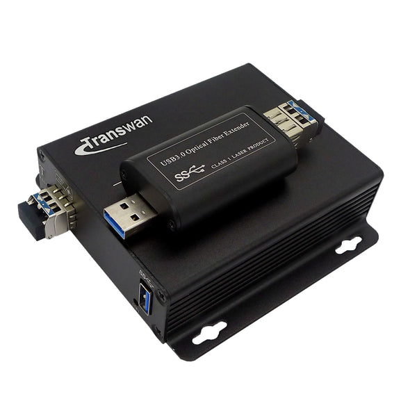 シングルモードファイバーで最大 250 メートルまでの USB 3.0 ファイバーエクステンダー (SFP モジュール付き)、5Gbps 速度をサポート