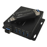 4 Ports USB 3.0 Hub to 250 Meters over Single-mode Fiber Optic Extender w/10 G SFP, Supports 5 Gbps Super-Speed