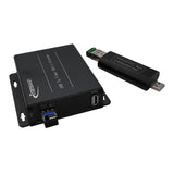 USB 2.0/1.1 über Glasfaser-Extender bis max. 5 km SMF-Glasfaser oder 500 Meter MMF-Glasfaser, kompatibel mit USB 1.1, Rx ist so klein wie ein USB-Dongle