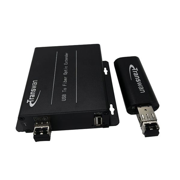 USB 2.0/1.1 über Glasfaser-Extender bis max. 5 km SMF-Glasfaser oder 500 Meter MMF-Glasfaser, kompatibel mit USB 1.1, Rx ist so klein wie ein USB-Dongle