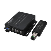 USB 2.0/1.1 Hub over Fiber Extender to Max 5 Km SMF Fiber or 500 Meters MMF Fiber with Mini Rx, Compatible with USB 1.1