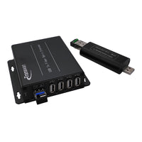 USB 2.0/1.1 Hub over Fiber Extender to Max 5 Km SMF Fiber or 500 Meters MMF Fiber with Mini Rx, Compatible with USB 1.1