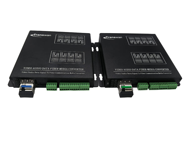 8 Ch 2 Way (Bi-directional) Dry Contact Closure to Fiber Converter over 2 Km MM Fiber or 20 Km SM Fiber with Hot Pluggable SFP