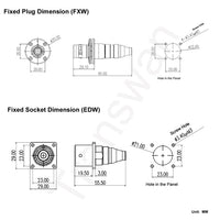 SMPTE311M 3K93C Connector FXW & EDW with Tails of 2 x Fiber Connector & 4 x Wires