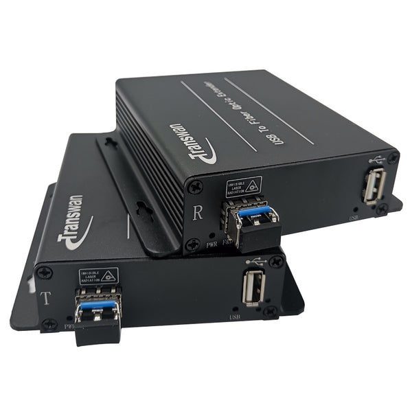 USB 2.0 über Glasfaser Extender bis max. 5 Kilometer Singlemode-Glasfaser oder 500 Meter Multimode-Glasfaser, kompatibel mit USB 1.1, mit SFP-Modul