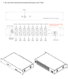 8 Ch Bi-Directional (2 Way) Line-Level XLR Balanced Audio Over Fiber Extender to 20 Km SMF or 500 Meters MMF, Providing 16-bit or 24 bit Audio Quality