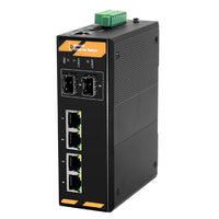 4 x 10/100/1000Base-Tx to 2 x 100/1000Base-Fx SFP Ring Managed Industrial Switch, Support EPRS Ring and layer 2 Network Management, DC 10~58V