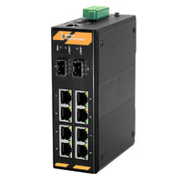 8 x 10/100/1000Base-Tx ～ 2 x 100/1000Base-Fx SFP リング管理産業用スイッチ、EPRS リングおよびレイヤー 2 ネットワーク管理をサポート、DC 10 ～ 58 V