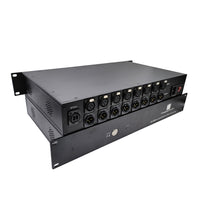 Bidirektionaler (2-Wege) 8-Kanal-XLR-Audio-Extender mit symmetrischem Leitungspegel über Glasfaser auf 20 km SMF oder 500 Meter MMF mit 16-Bit- oder 24-Bit-Audioqualität