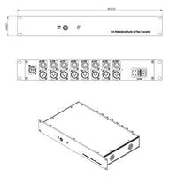 Bidirektionaler (2-Wege) 8-Kanal-XLR-Audio-Extender mit symmetrischem Leitungspegel über Glasfaser auf 20 km SMF oder 500 Meter MMF mit 16-Bit- oder 24-Bit-Audioqualität