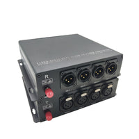 4 Ch Line-Level XLR Balanced Audio to Fiber Converter Over 20 Km SMF or 500 Meters MMF, Providing 16-bit or 24 bit Audio Quality