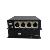 4 チャンネル ラインレベル XLR バランス オーディオ - ファイバー コンバーター (20 キロ SMF または 500 メートル MMF を超える)、プロの放送品質をサポート