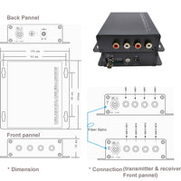 4 チャンネル RCA オーディオオーバー光ファイバーエクステンダー (SM ファイバー / 2 Km MMF で 20 Km まで)、RCA オーディオ - 光ファイバーコンバーター