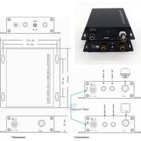 2 チャンネル RCA オーディオオーバーファイバーエクステンダー &amp; 1 チャンネルビデオから 20 Km SM ファイバーまたは 2 Km MM ファイバー、RCA オーディオ - 光ファイバーコンバーター