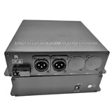 放送レベル品質の 20 キロ SMF または 500 メートル MMF を超える 2 チャンネル ラインレベル XLR オーディオ - ファイバーコンバーター