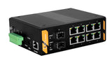 8 x 10/100/1000Base-Tx ～ 2 x 100/1000Base-Fx SFP リング管理産業用スイッチ、EPRS リングおよびレイヤー 2 ネットワーク管理をサポート、DC 10 ～ 58 V