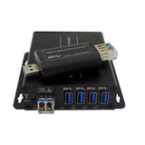 4 Ports USB 3.0/2.0/1.1 Over Single-mode Fiber Optic Extender to 250 Meters, Backward Compatible USB 2.0/1.1