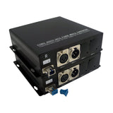 1 Ch Bi-Directional (2 Way) Line-Level XLR Balanced Audio Over Fiber Extender to 20 Km SMF or 500 Meters MMF
