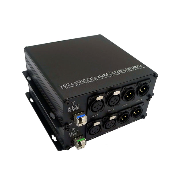 2 Channels 2 Way (bi-directional) Dynamic Microphone Audio over Fiber Optic Converter to 20 Km SM Fiber or 500 Meters MM Fiber