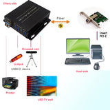 PCI-E カードから光ファイバー エクステンダー経由で 4 ポート USB 3.0 ハブ、シングルモード ファイバー経由で最大 250 メートル (820FT)、10Gbps SFP 付き